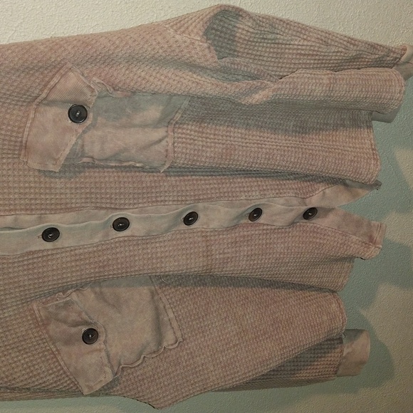 Ces femme Tan Ribbed Oversized Sweater Shacket M - Picture 3 of 5